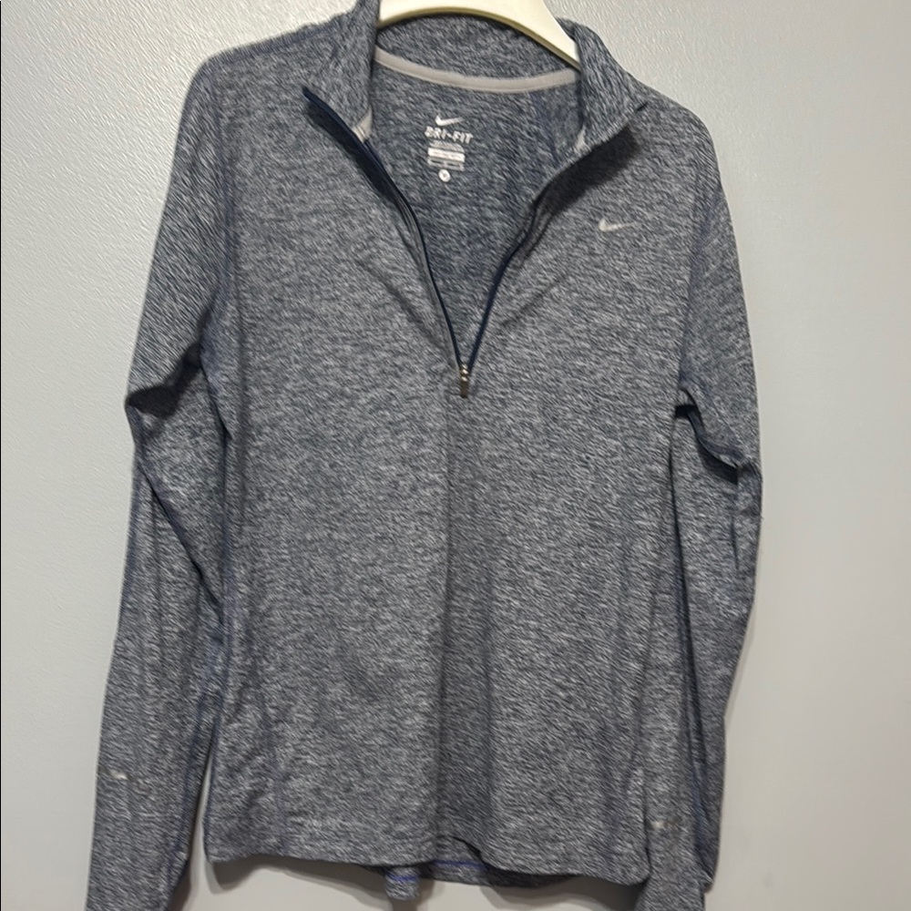 Nike Gray Fitted Long Sleeve Zippered Sweatshirt